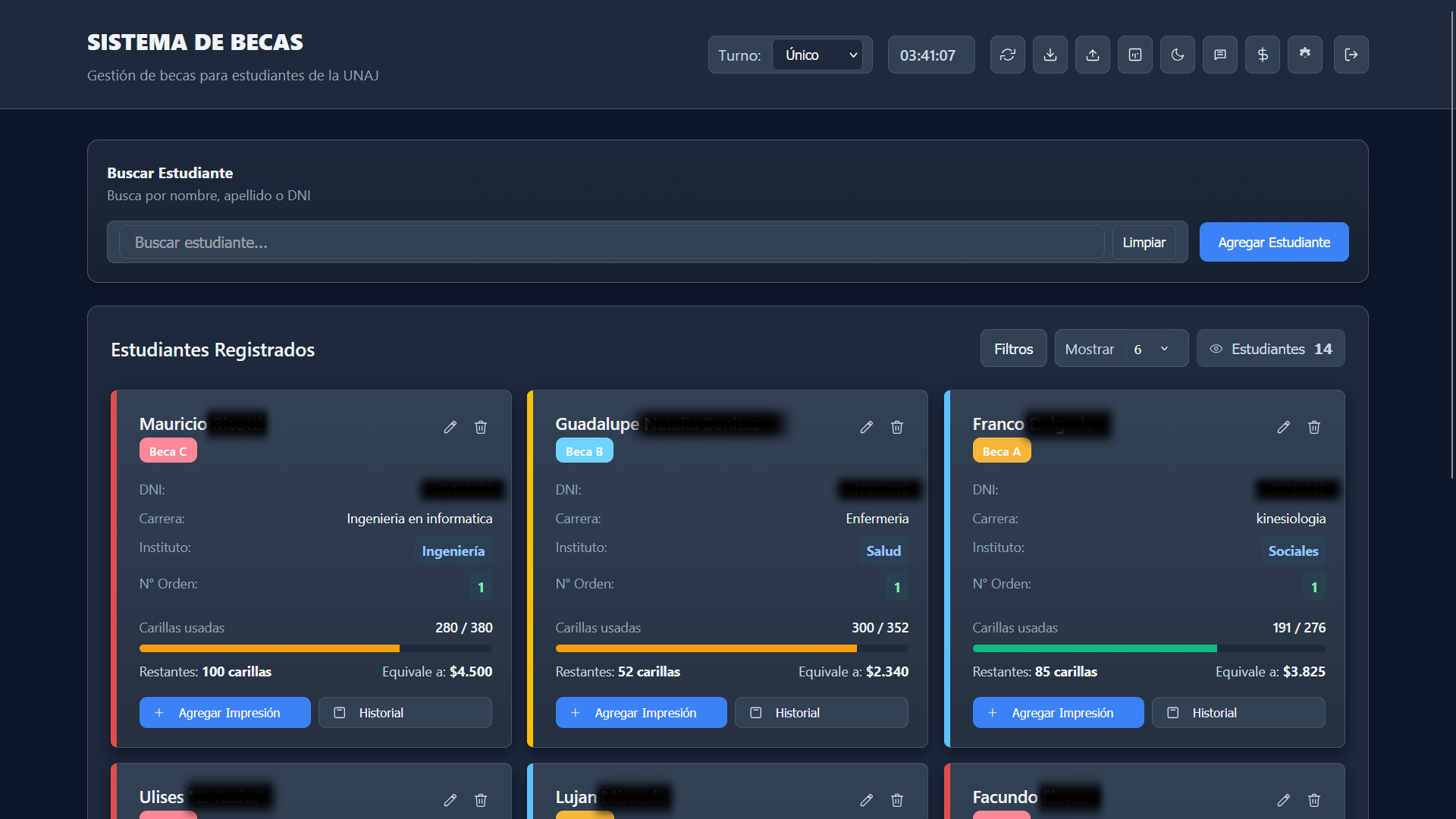 Sistema de Becas - mockup de interfaz